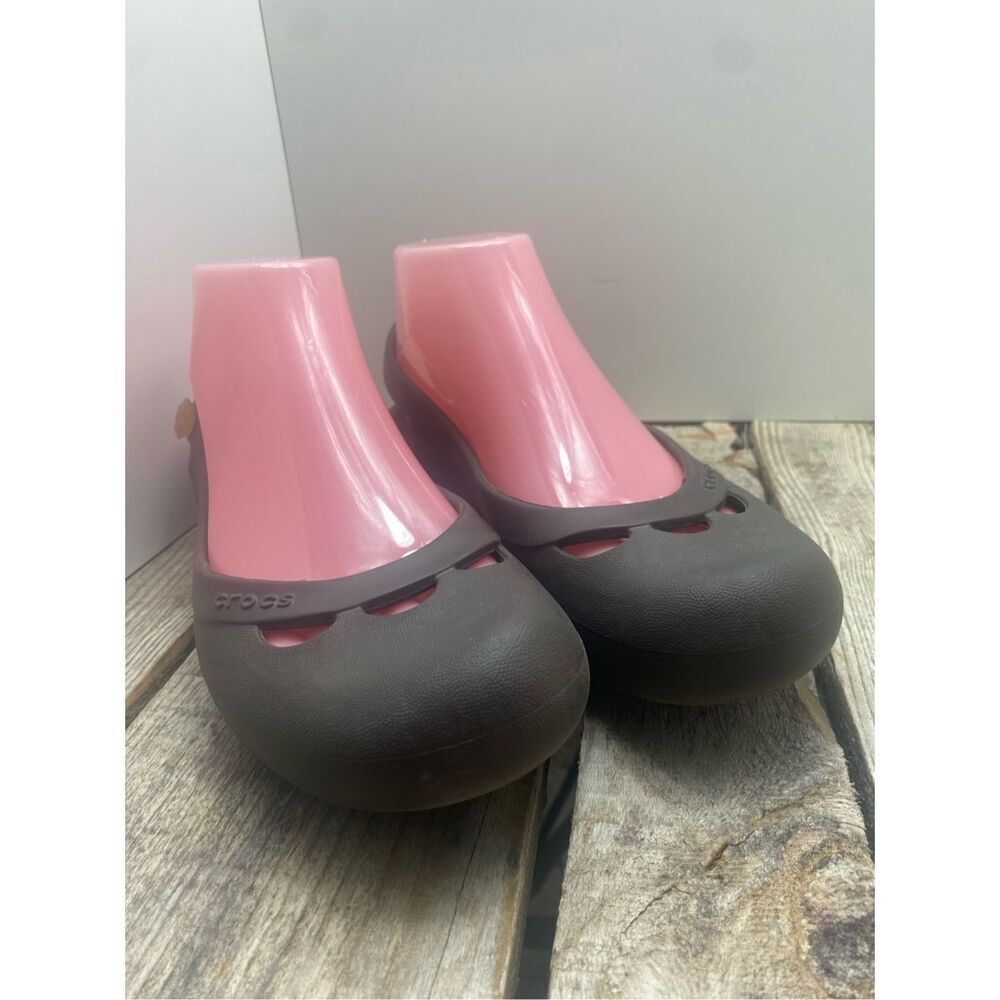 Crocs Brown Mary Jane Flats Women’s Size 8 Slingback Comfort Shoes Casual Slip O